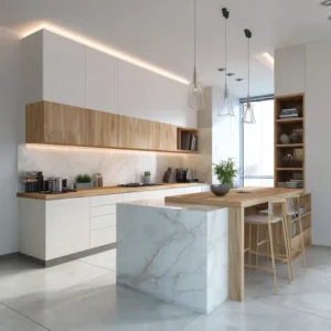 bele kuhinje drvo dekor